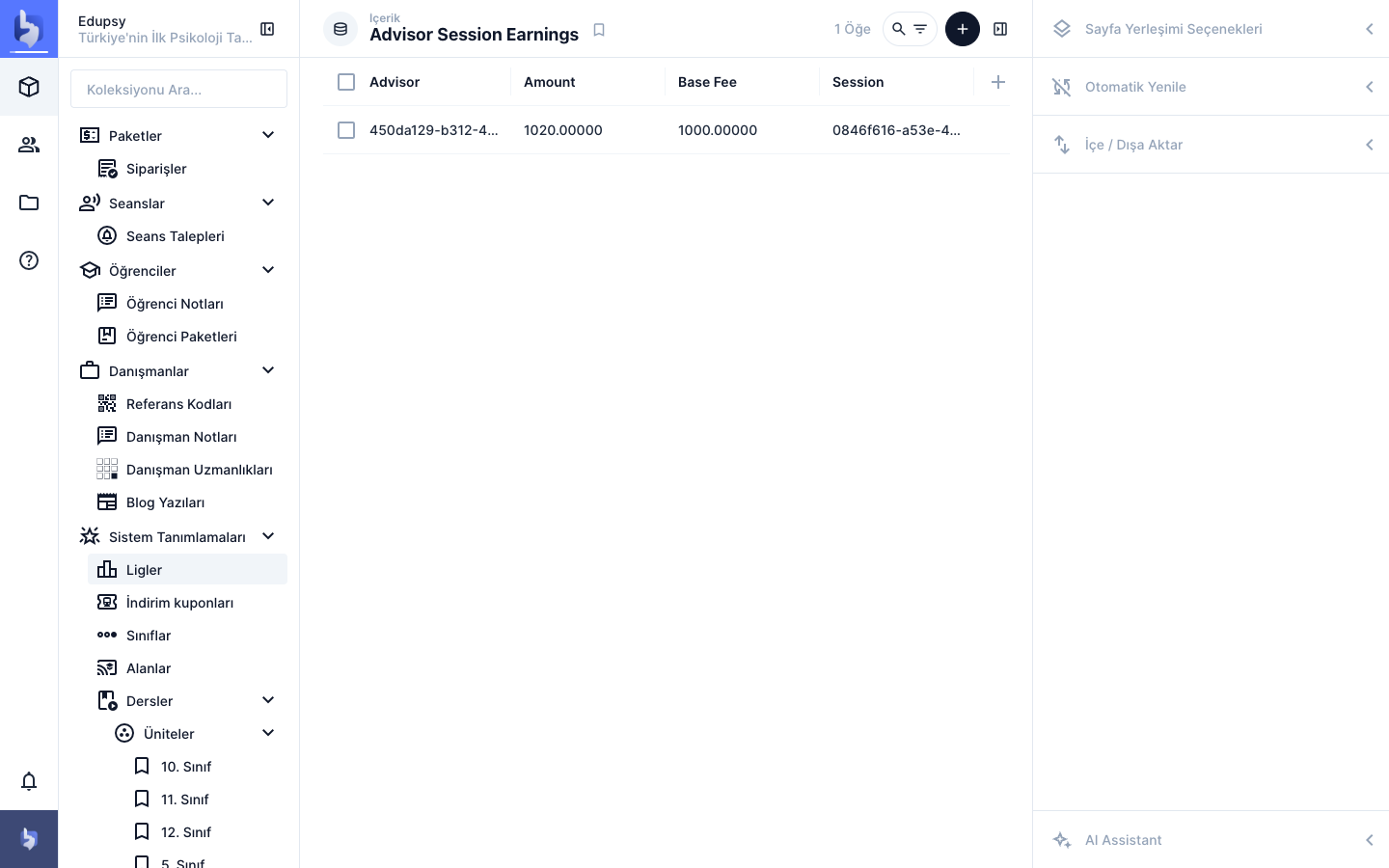 advisor_session_earnings listesi
